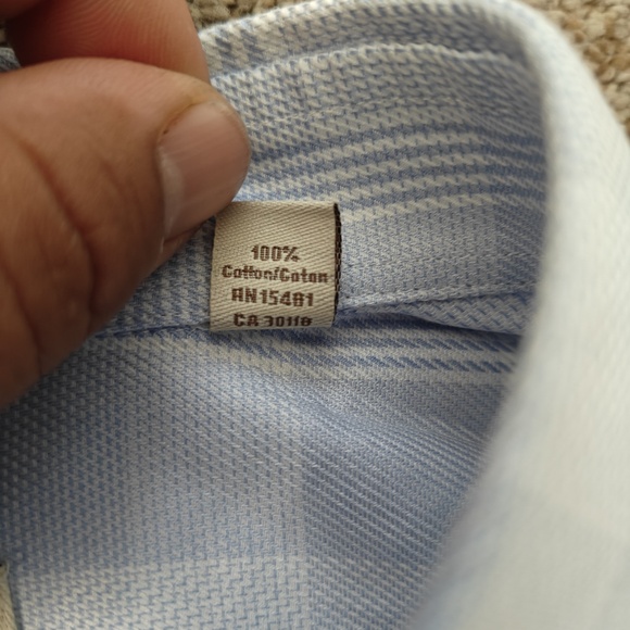 Tommy Bahama Shirt Mens‎ 17½ 32-33 Light Blue Plaid Button Up Long Sleeve Pocket - Picture 10 of 11